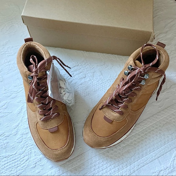 NEW Madewell High Top Kickoff Trainer Sneaker Suede Weathered Walnut Multi 6.5 7 - Picture 15 of 16